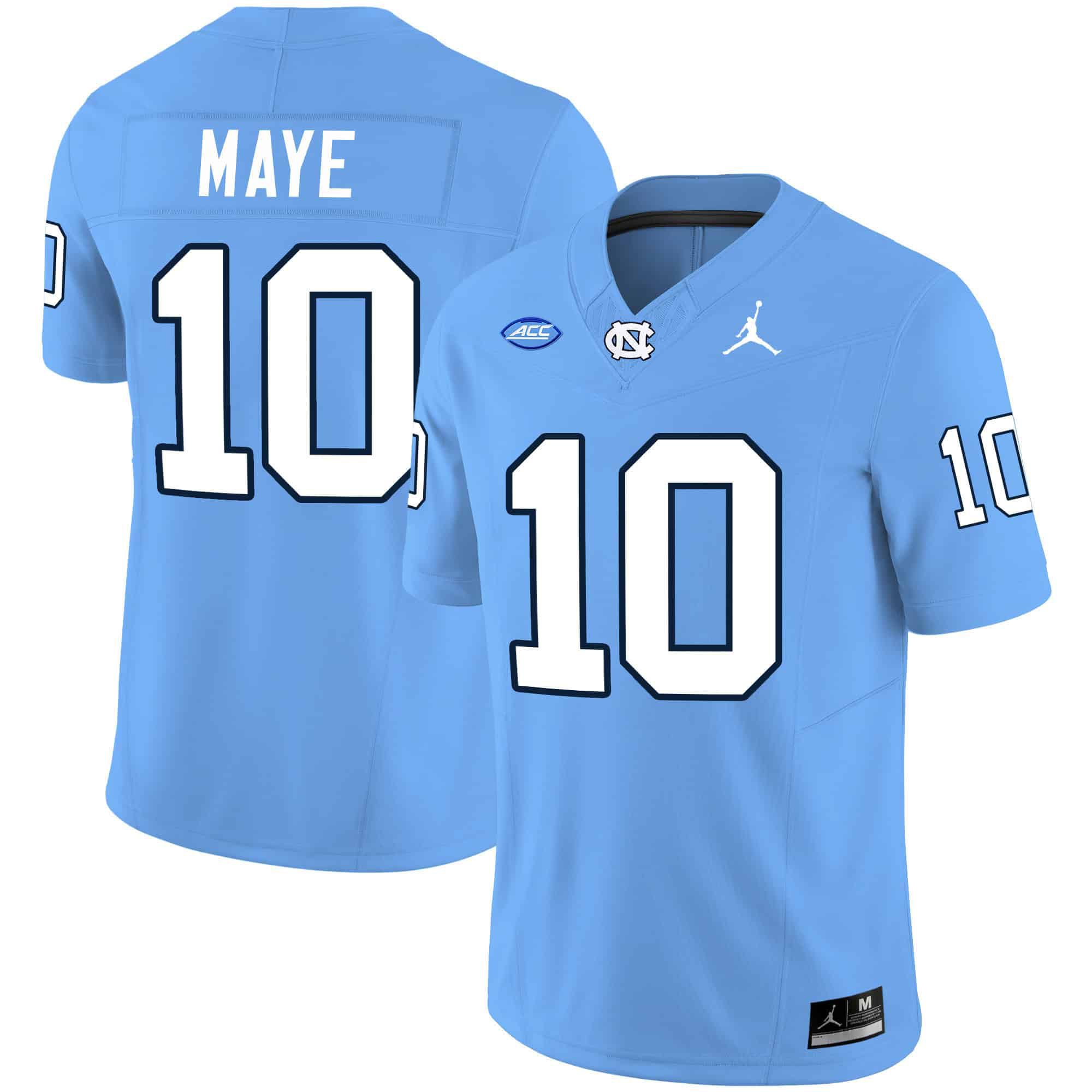 Men North Carolina Tar Heels #10 Maye Light Blue 2024 Vapor Limited NCAA Jersey style 1->indianapolis colts->NFL Jersey